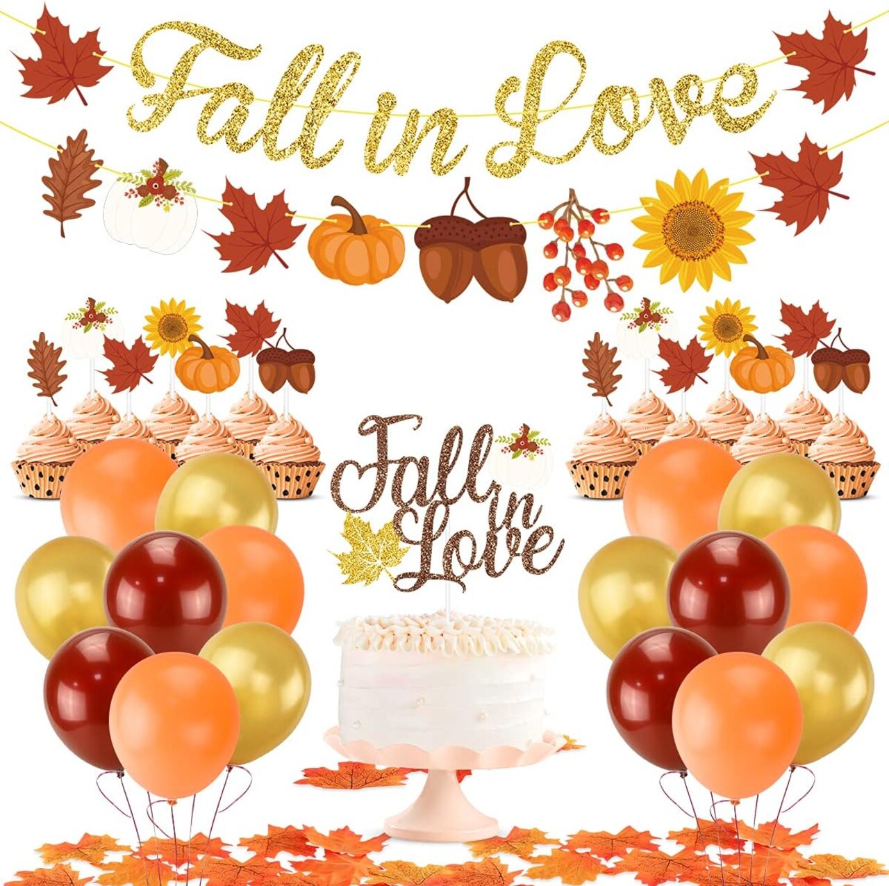 Autumn Bridal Shower Party Decorations, Fall in Love Banner Autumn Little Pumpkin